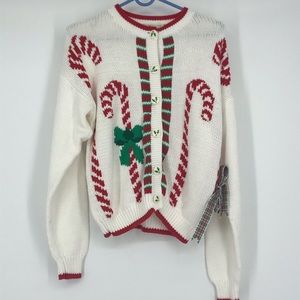White Vintage cane candy Sweater size M